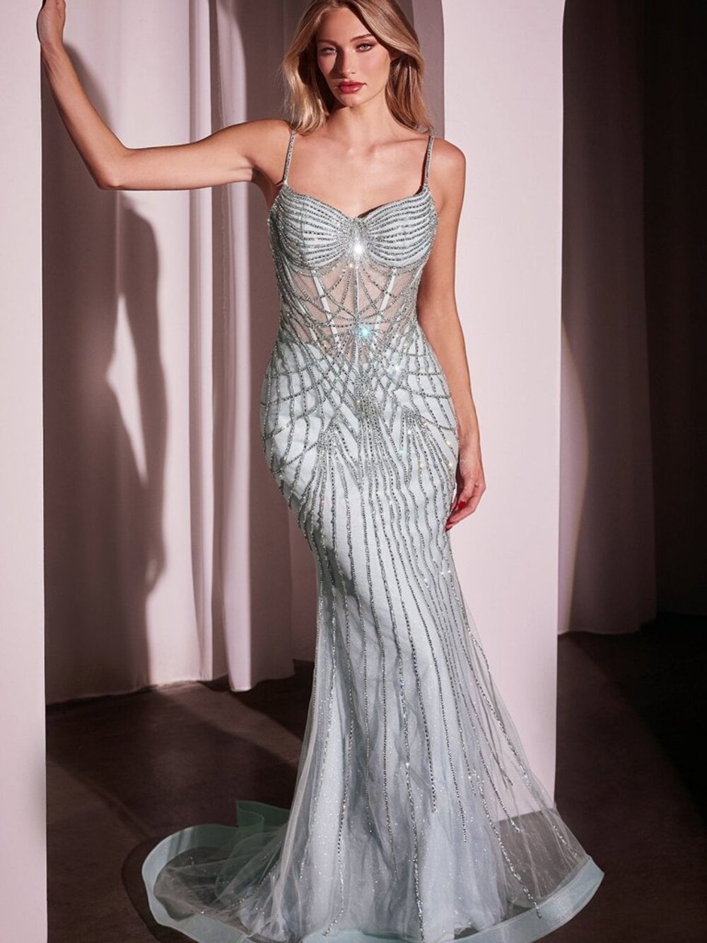 NEW SEA MIST Evening Gown Floor Length Formal Elegant Stunning CD766